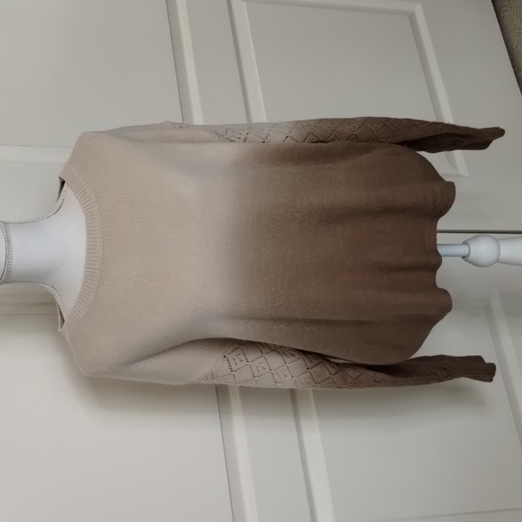 Jardin by Macris Brown cream ombre sweater with vented long sleeves l-xl - Picture 1 of 12